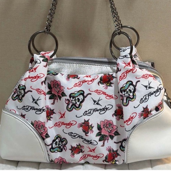 🔥 🥀 ED HARDY By Christian Audigier Tattoo Embellished Bag. RARE- Hard To Find. - Picture 8 of 12